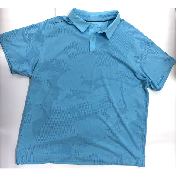 Under Amour Polo Golf Shirt Mens 2XL Heatgear Light Blue Camouflage Mesh - Picture 1 of 8